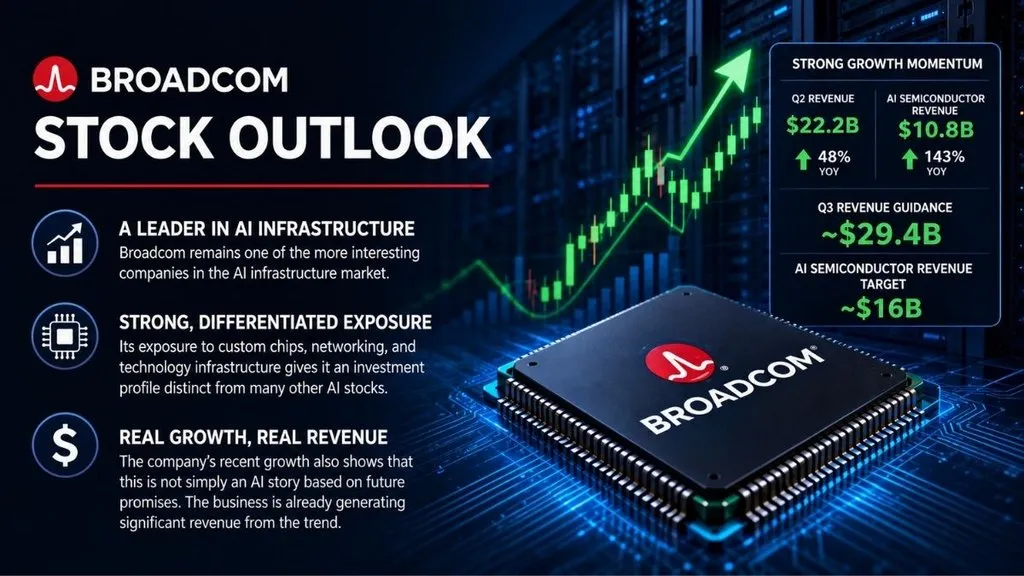 Broadcom stock outlook with AI infrastructure and growth chart