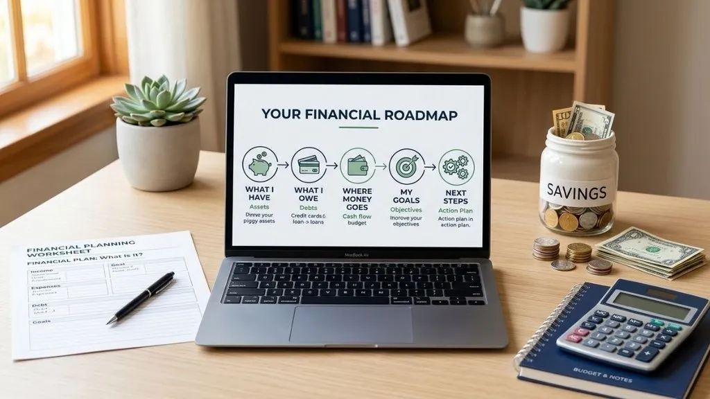 Steps for creating a personal financial plan with goals, savings, debt, and investments.