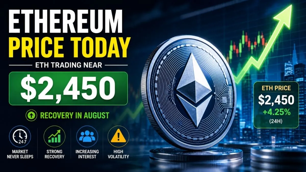 Ethereum coin beside rising chart showing market strength