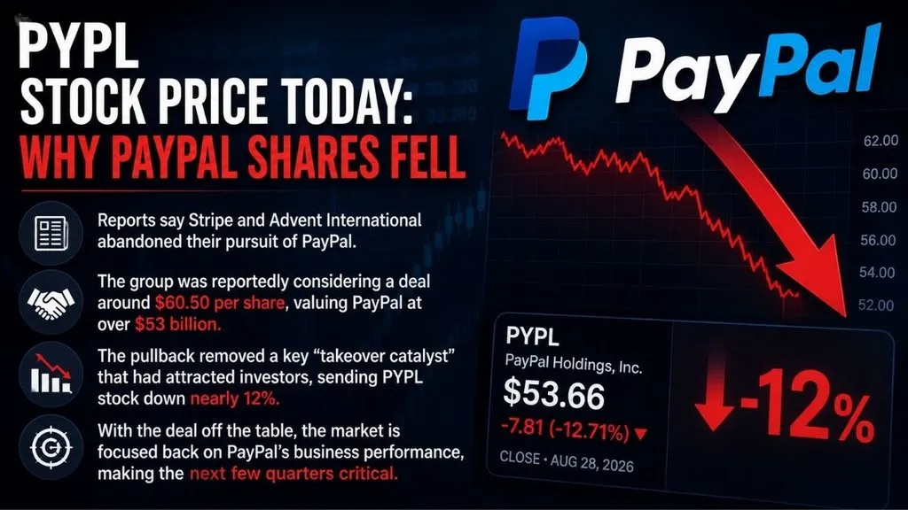 PYPL stock falling after PayPal takeover deal ends