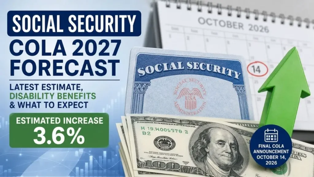 Social Security COLA 2027 forecast showing estimated increase