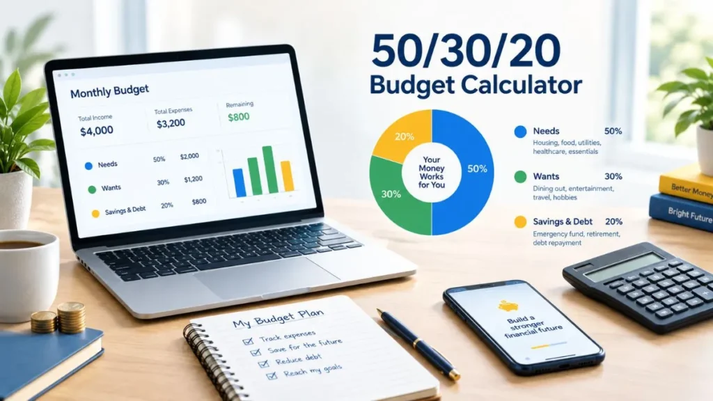 50/30/20 budget rule showing needs, wants, and savings