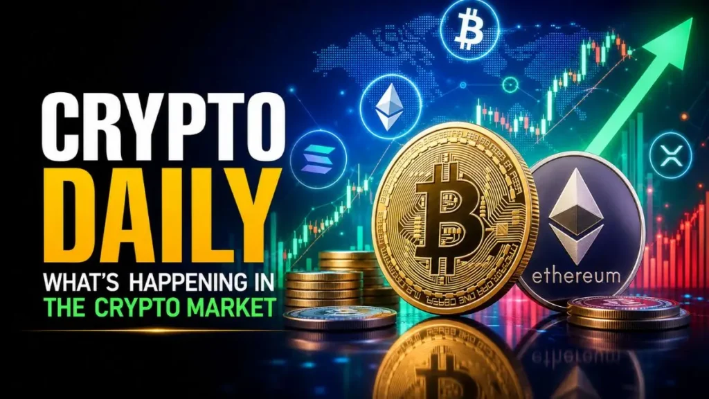 Crypto daily market update with Bitcoin Ethereum and market charts