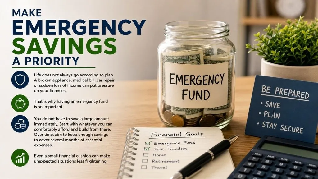 Emergency fund jar with savings planning tools