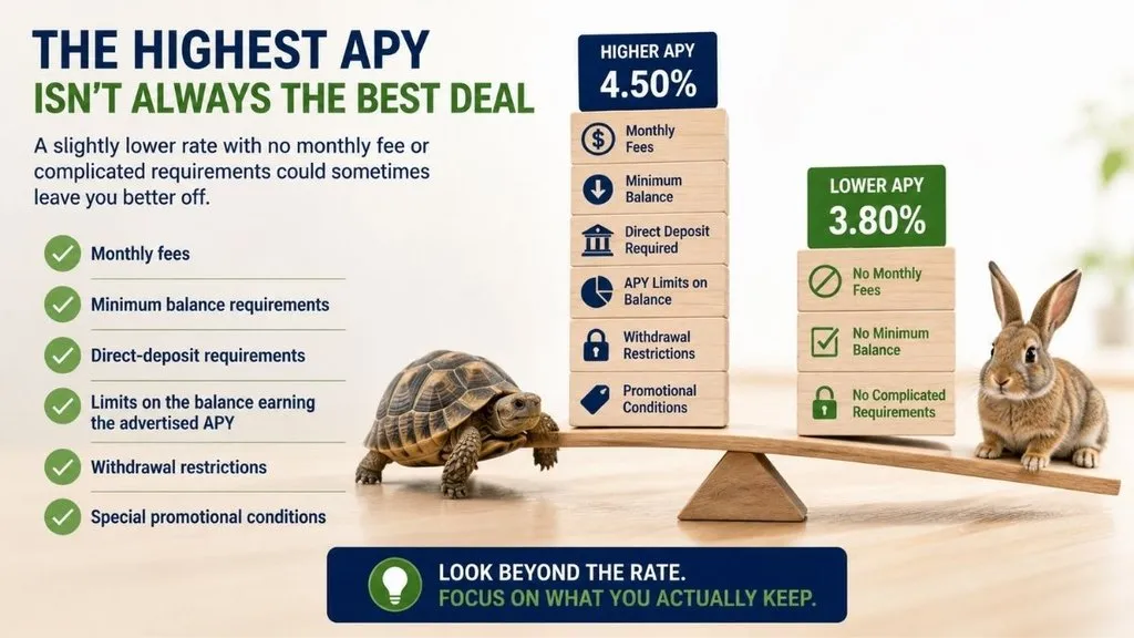 Savings account graphic featuring competitive APY and rates