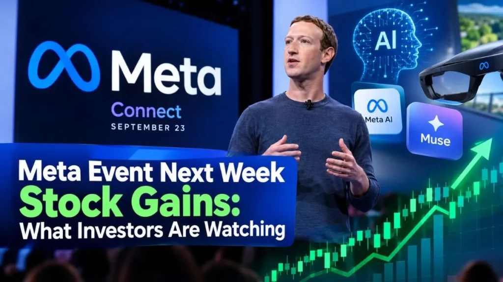 Meta Connect event and Meta stock gains graphic