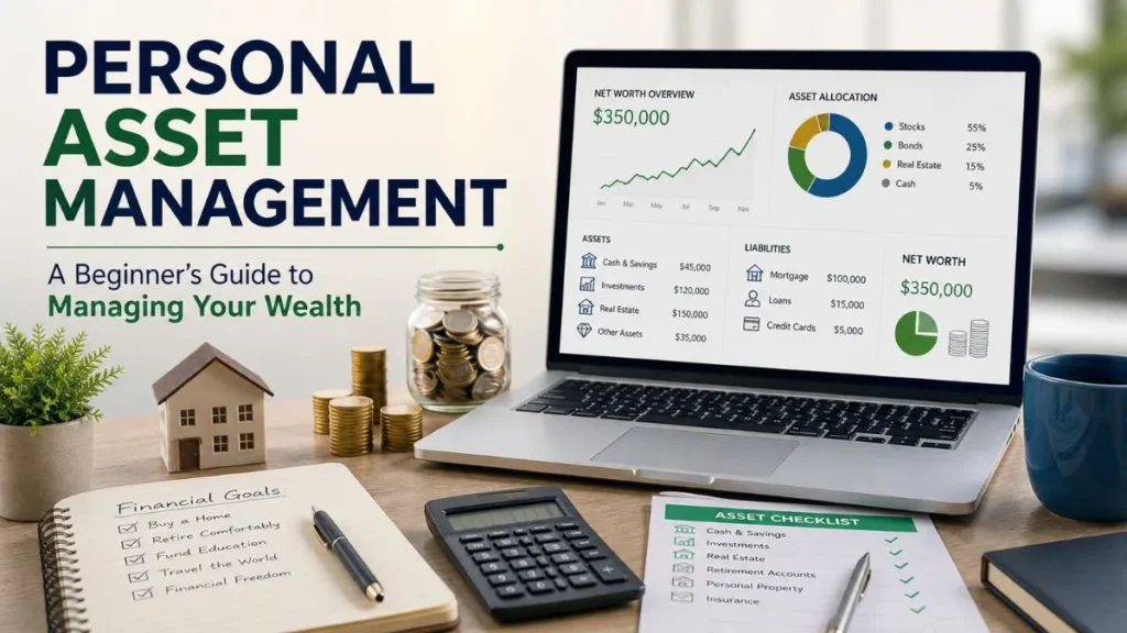 Dashboard showing net worth, assets, liabilities, and investments
